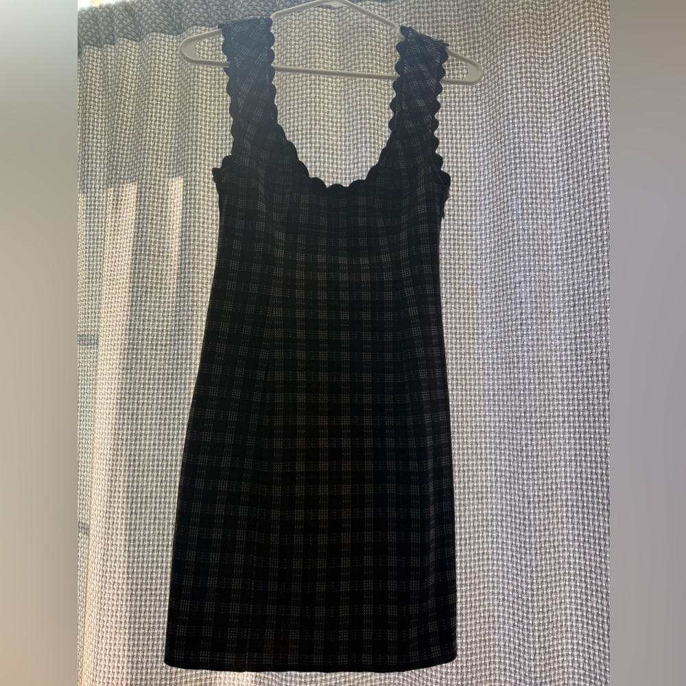 Free People mini length, red, white, black dress.